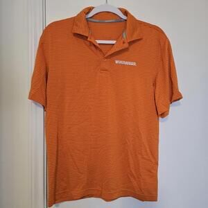 Whataburger Men's Polo Shirt Employee Size S Work Uniform Orange Striped